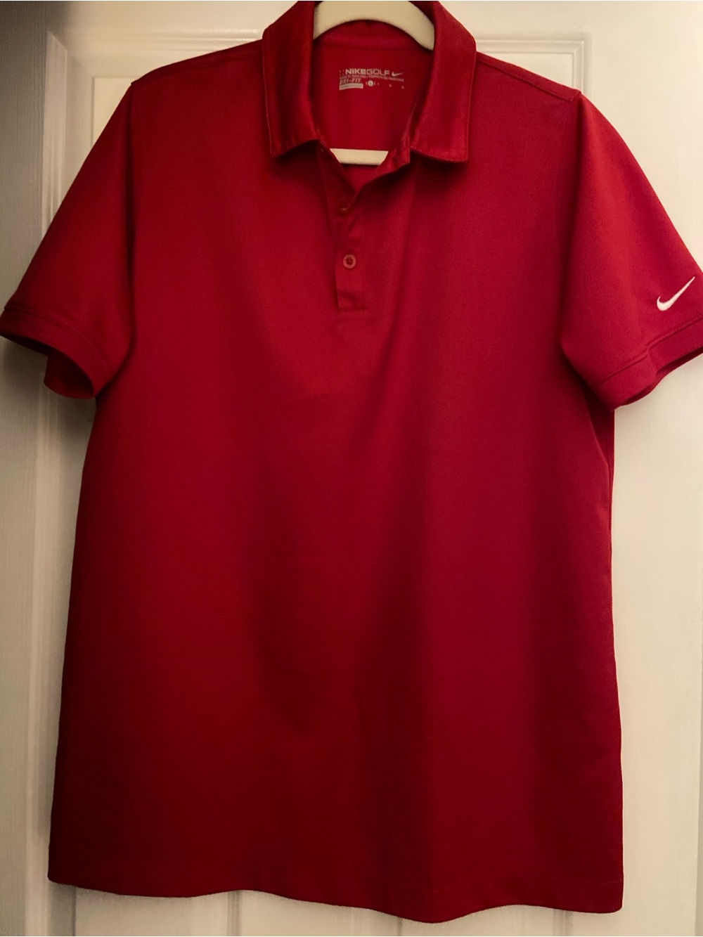 Nike Red Men's Polo Shirt with White Swoosh